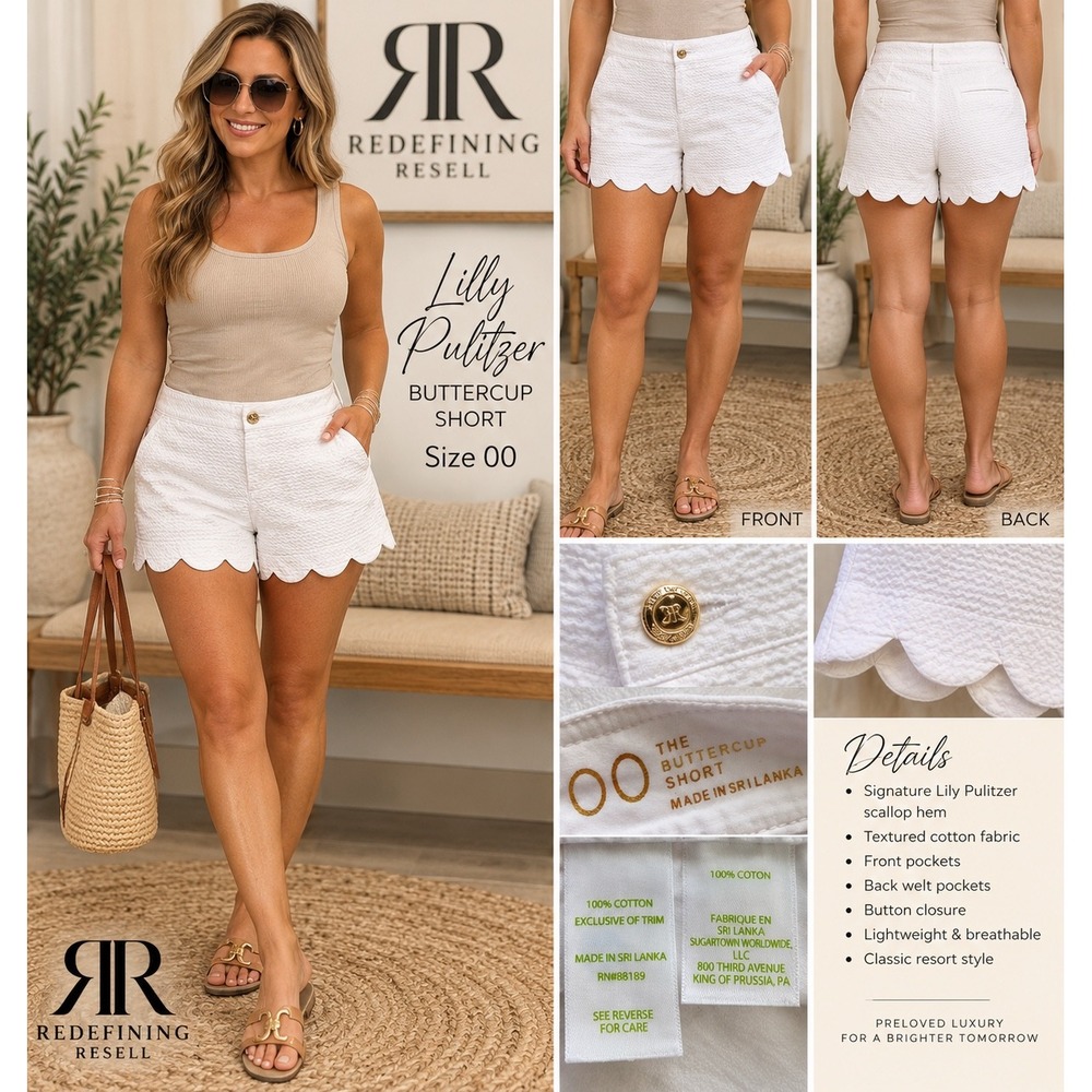 Lilly Pulitzer Buttercup Short Resort White Scalloped Seersucker 23468 Size 00